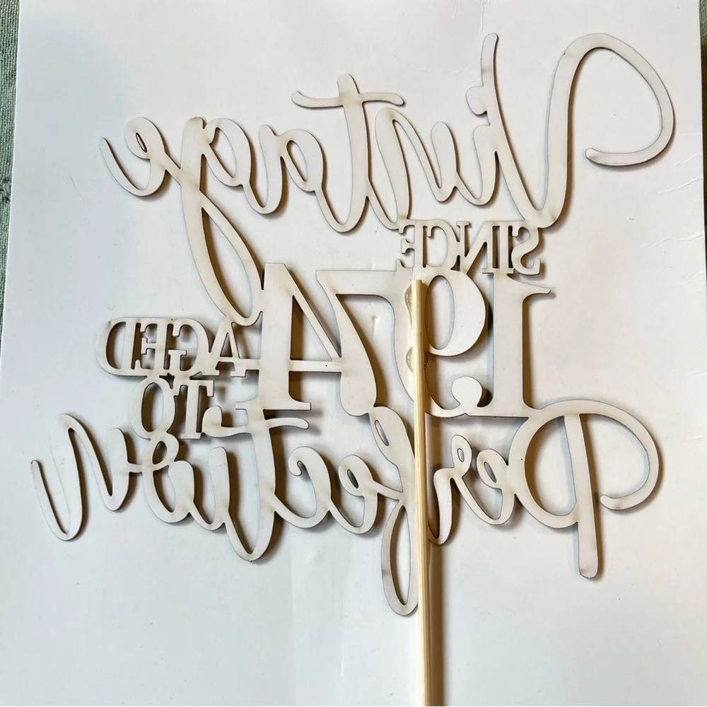Vintage Since 1974 Aged to Perfection Shimmery Black Cake Topper